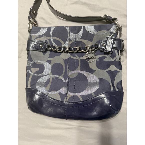 COACH crossbody bag authentic blue with silver - Picture 3 of 11